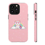 Kawaii Cat Rainbow Tough Cases, Cute Kitty Phone Cover, Protective Phone Case, Adorable Cat Lover Gift, Fun Rainbow Cat Phone Accessories