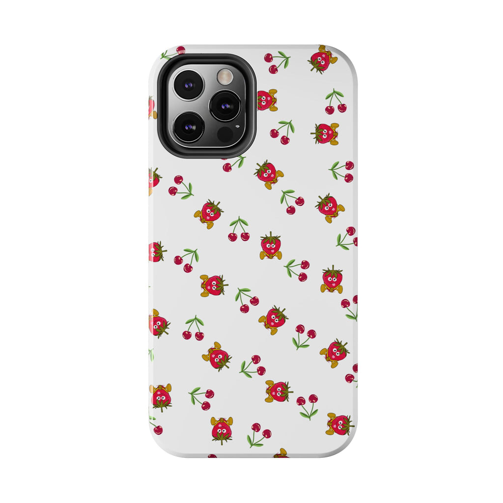 Fruit Patterned Phone Cases, Summer Fruits Phone Covers, Berry Print Tough Cases, Stylish Cell Phone Protectors, Red Fruits Phone