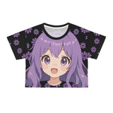 Anime Blossom Crop Tee - Kawaii Japanese Floral Graphic Top