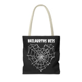 Gothic Spider Web Heart Tote Bag - Creepy Halloween Carryall, Black Widow Arachnid Shoulder Tote, Spooky Goth Shopping Bag, Punk Rock