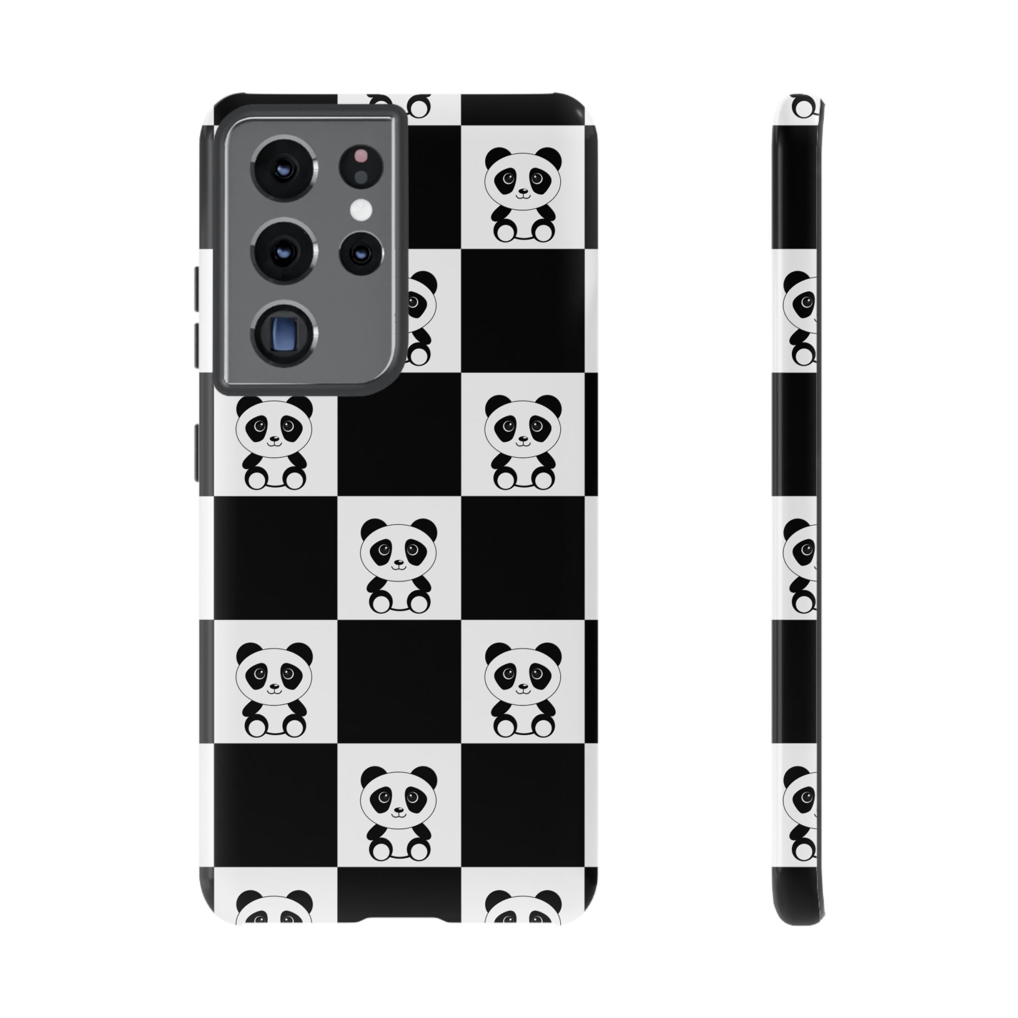 Panda Chessboard Tough Cases, Cute Panda Phone Covers, Chess Pattern iPhone Case, Board Games Phone Accessories, Animal Lover Tech