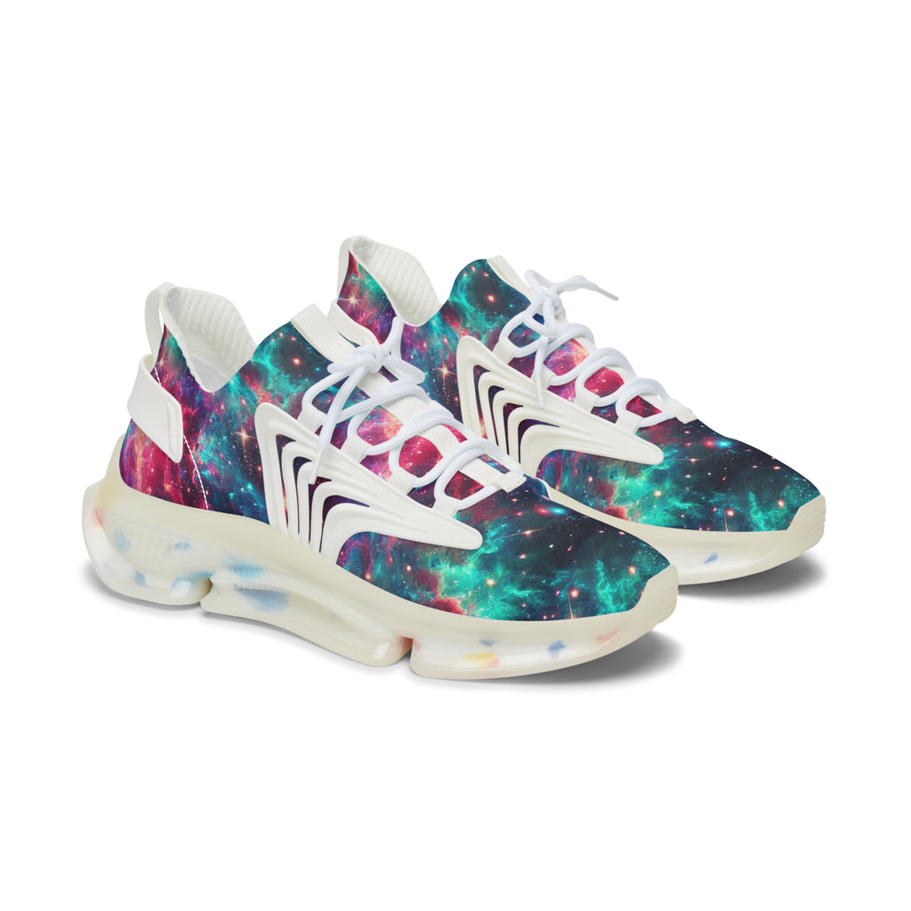 Neon Space Sneakers, Women's Shoes, Galaxy Print Running Shoes, Outer Space Sneaker Gift, Cosmic Athletic Footwear