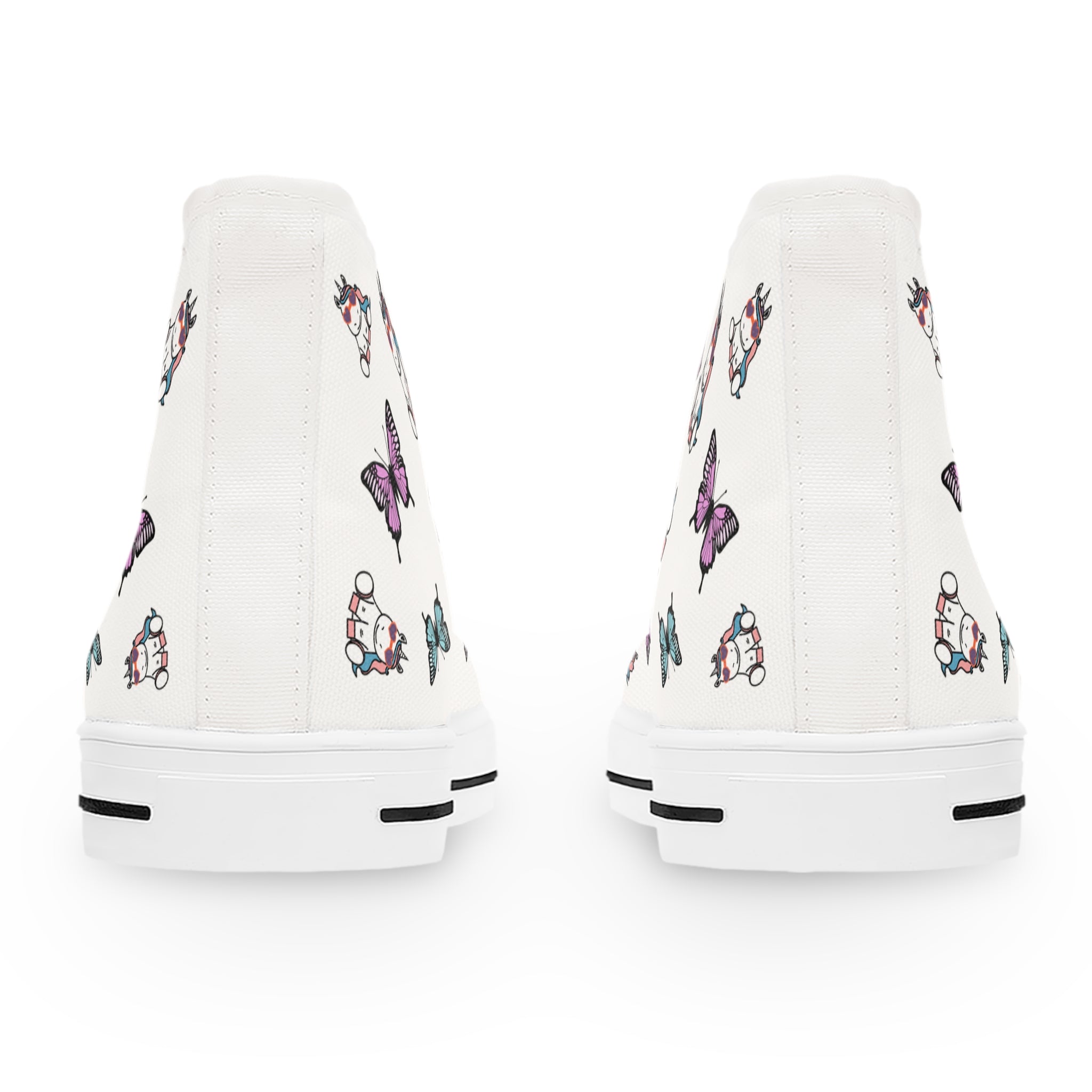 Kawaii Unicorn Women's High Top Sneakers, Cute Sneaker Shoes, Magical Fairy Tale Unicorn Footwear, Gift for Unicorn Lovers, Unicorn