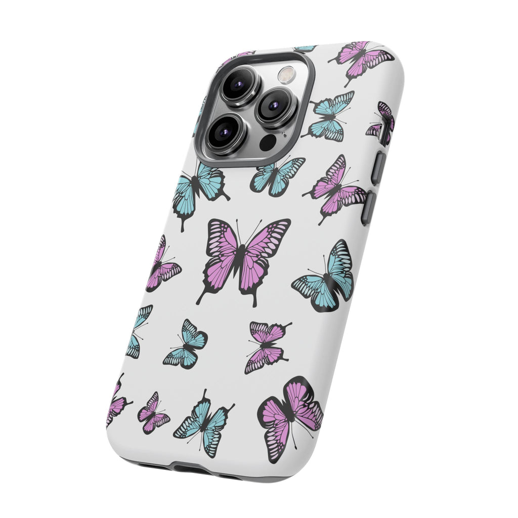 Butterfly Pattern White Background Phone Cases, Protective Cover, Strong Cases, Impact Resistant, Floral Design, Unique Gifts