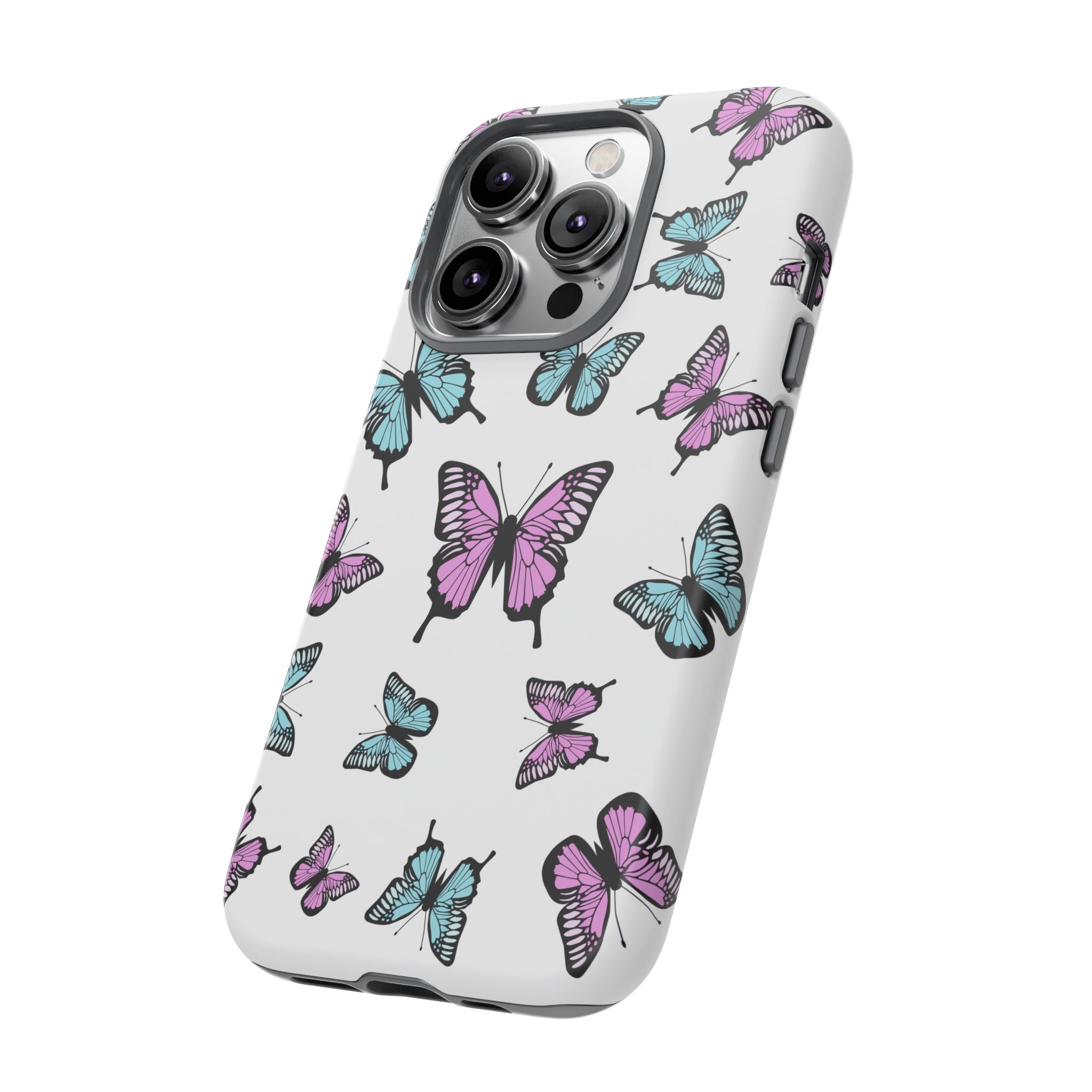 Butterfly Pattern White Background Phone Cases, Protective Cover, Strong Cases, Impact Resistant, Floral Design, Unique Gifts