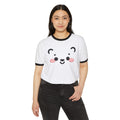 Kawaii Bear Face Cotton Ringer T-Shirt | Blush Bear Ringer Tee