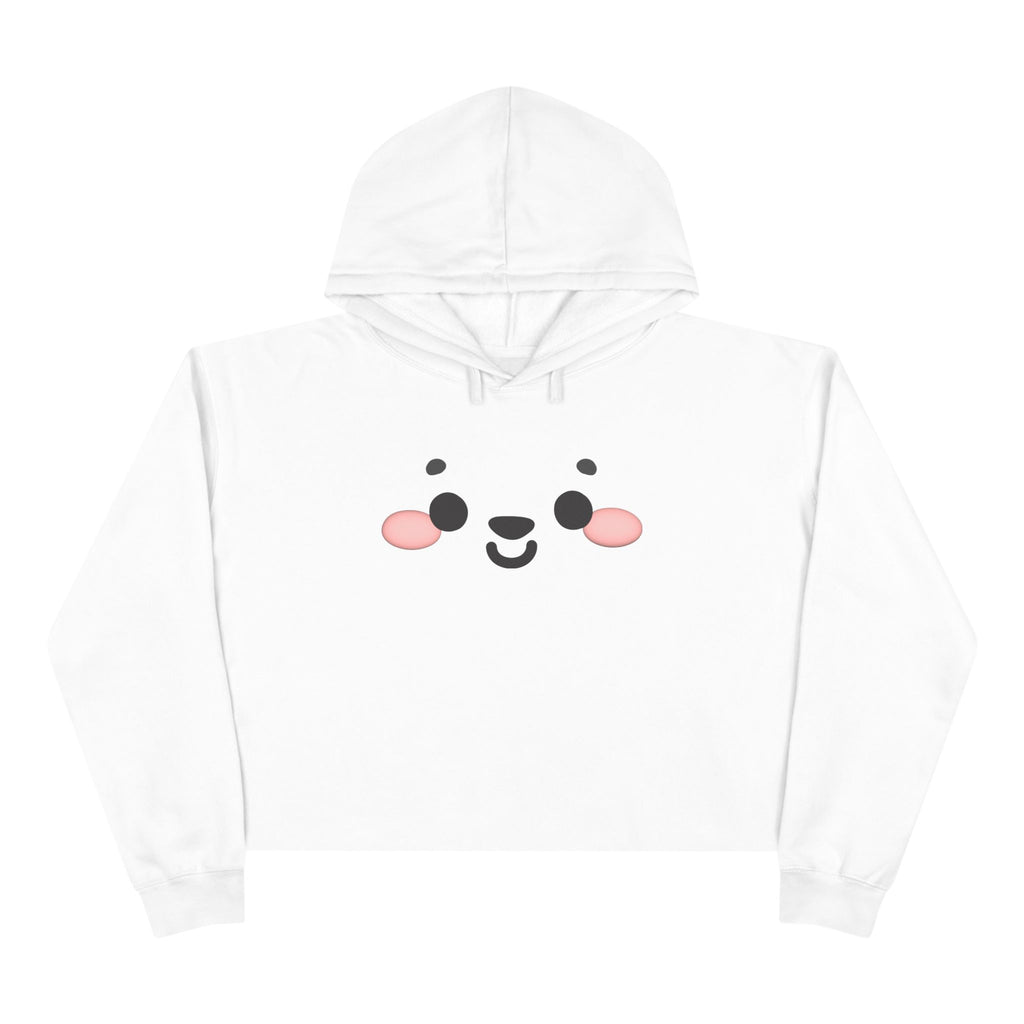 Kawaii Face Crop Hoodie - Cute Anime Sweatshirt, Japanese Style Pullover, Harajuku Fashion Jumper, Graphic Print Cropped Hoody, Pastel Anime