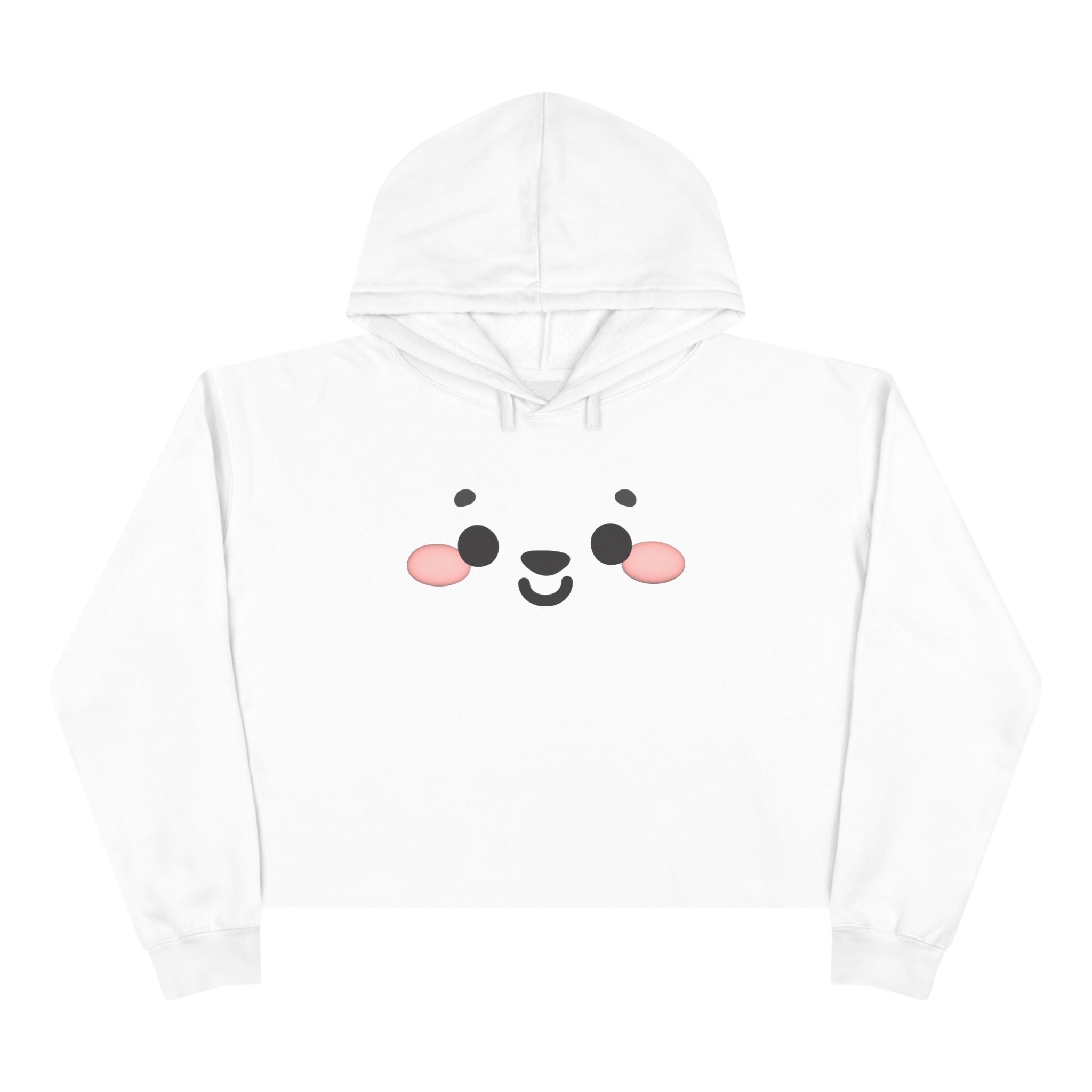 Kawaii Face Crop Hoodie - Cute Anime Sweatshirt, Japanese Style Pullover, Harajuku Fashion Jumper, Graphic Print Cropped Hoody, Pastel Anime