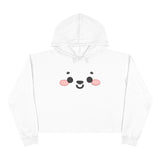 Kawaii Face Crop Hoodie - Cute Anime Sweatshirt, Japanese Style Pullover, Harajuku Fashion Jumper, Graphic Print Cropped Hoody, Pastel Anime