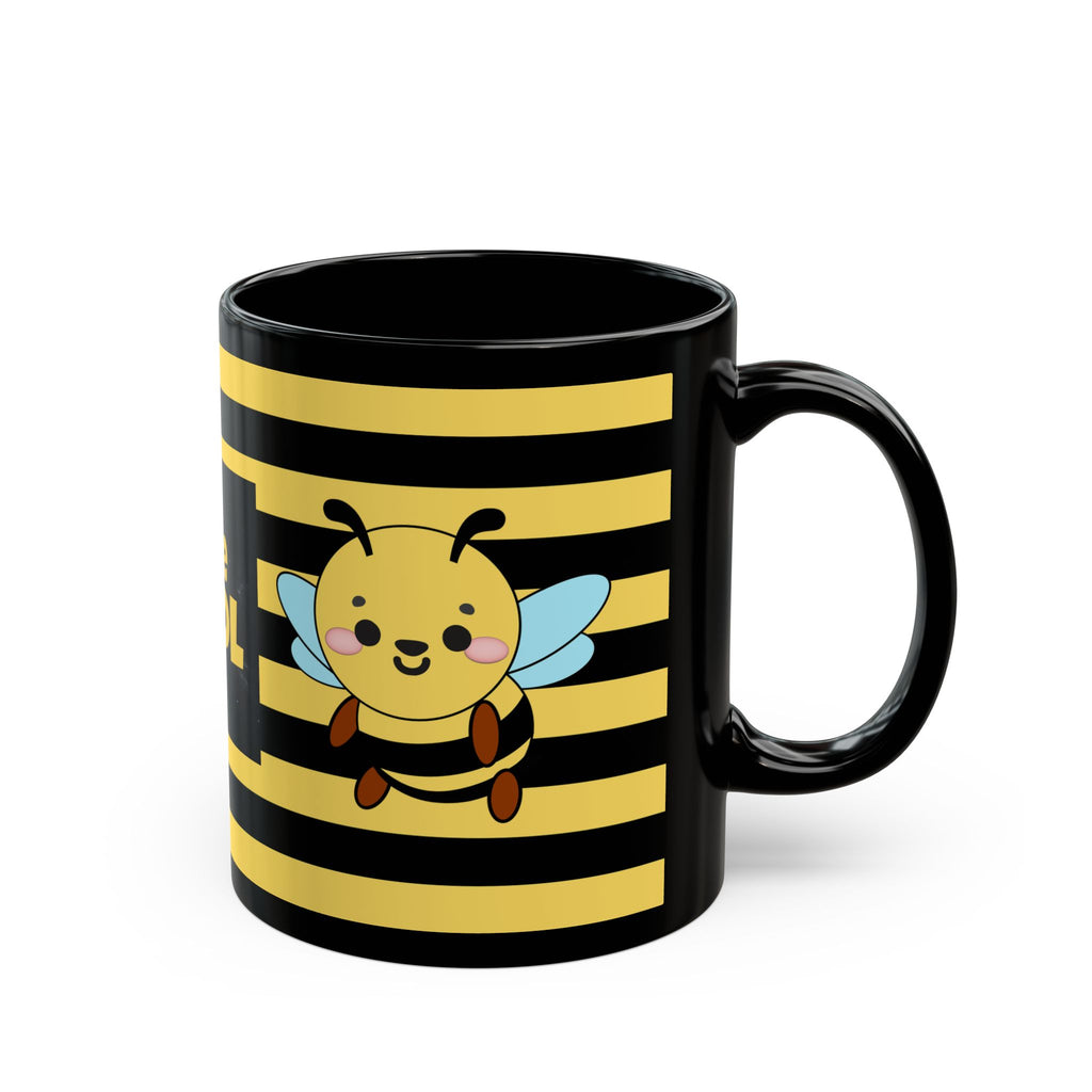 Bee Cool Mug, Bee Mug, Black Coffee Mug, Cute Bee Gift, Bee Lover Mug, Beekeeper Mug, Funny Bee Cup, 11oz, 15oz