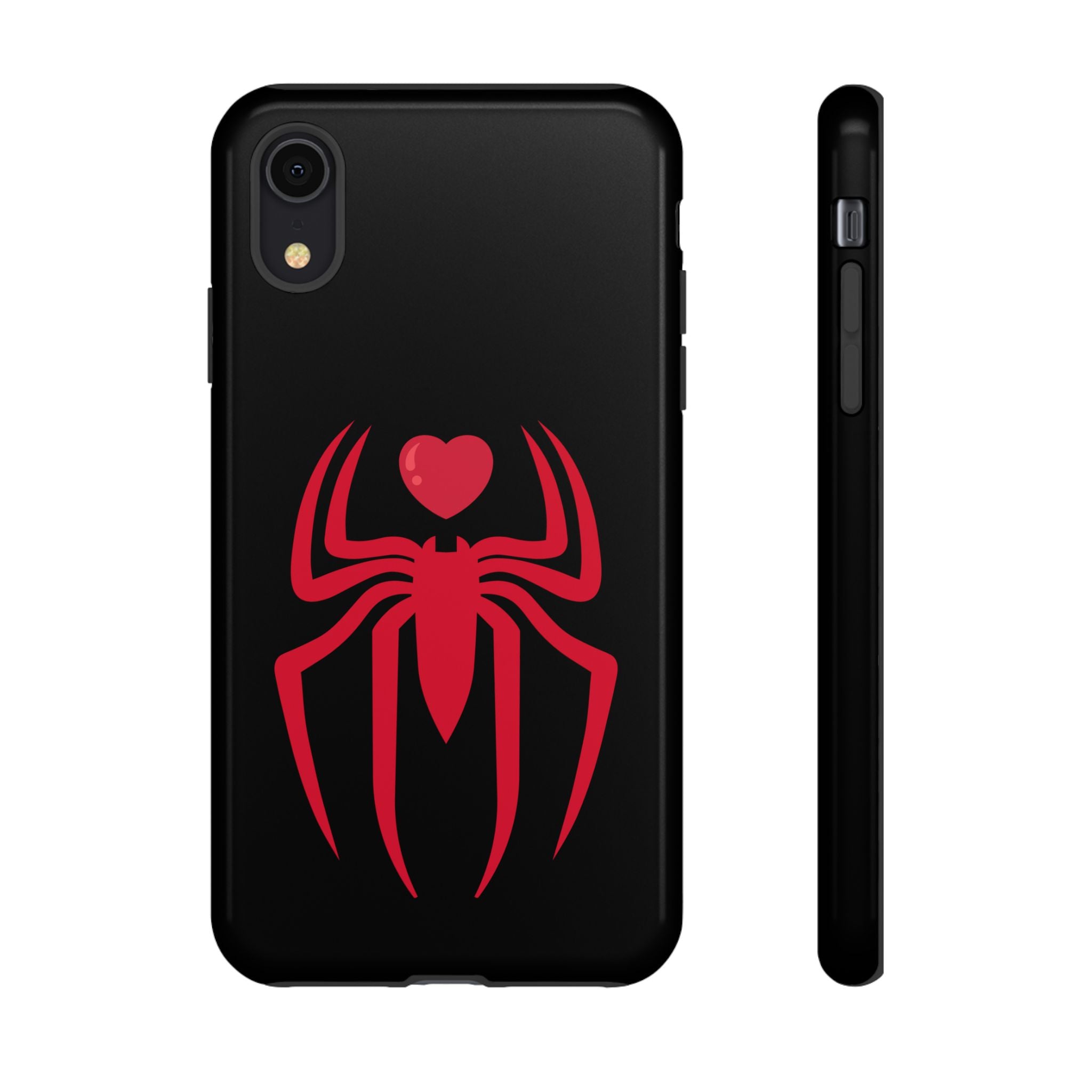 Red Spider Heart Tough iPhone Cases, Spiderweb iPhone Cover, Gothic Phone Accessories, Halloween Gift, Creepy Arachnid iPhone Protectors