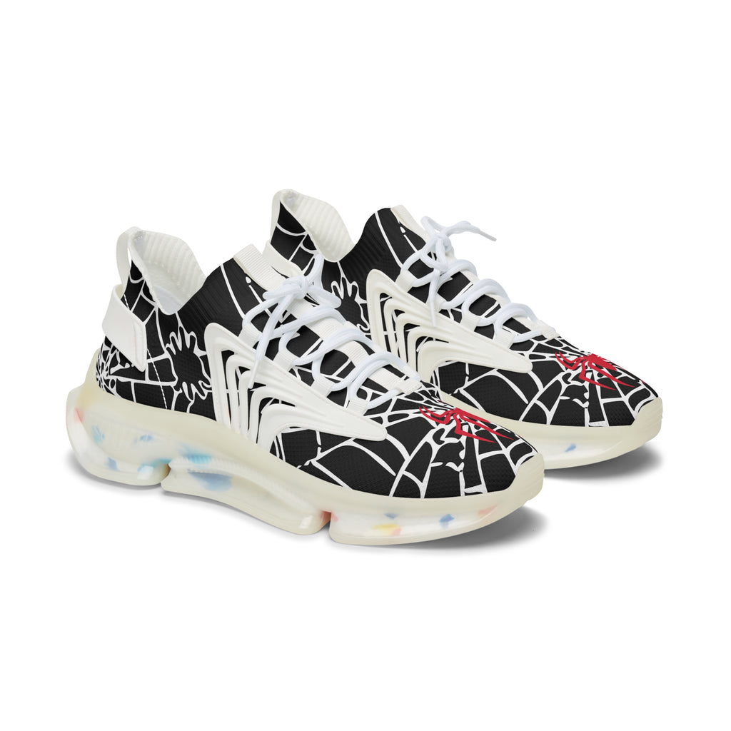 Red and white spiders on a spider's web Mesh Sneakers - Spider Web Women's Sneakers