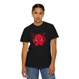 Kawaii Devil Shirt, Cute Demon Garment-Dyed T-shirt, Pastel Grunge Top, Harajuku Inspired Clothing