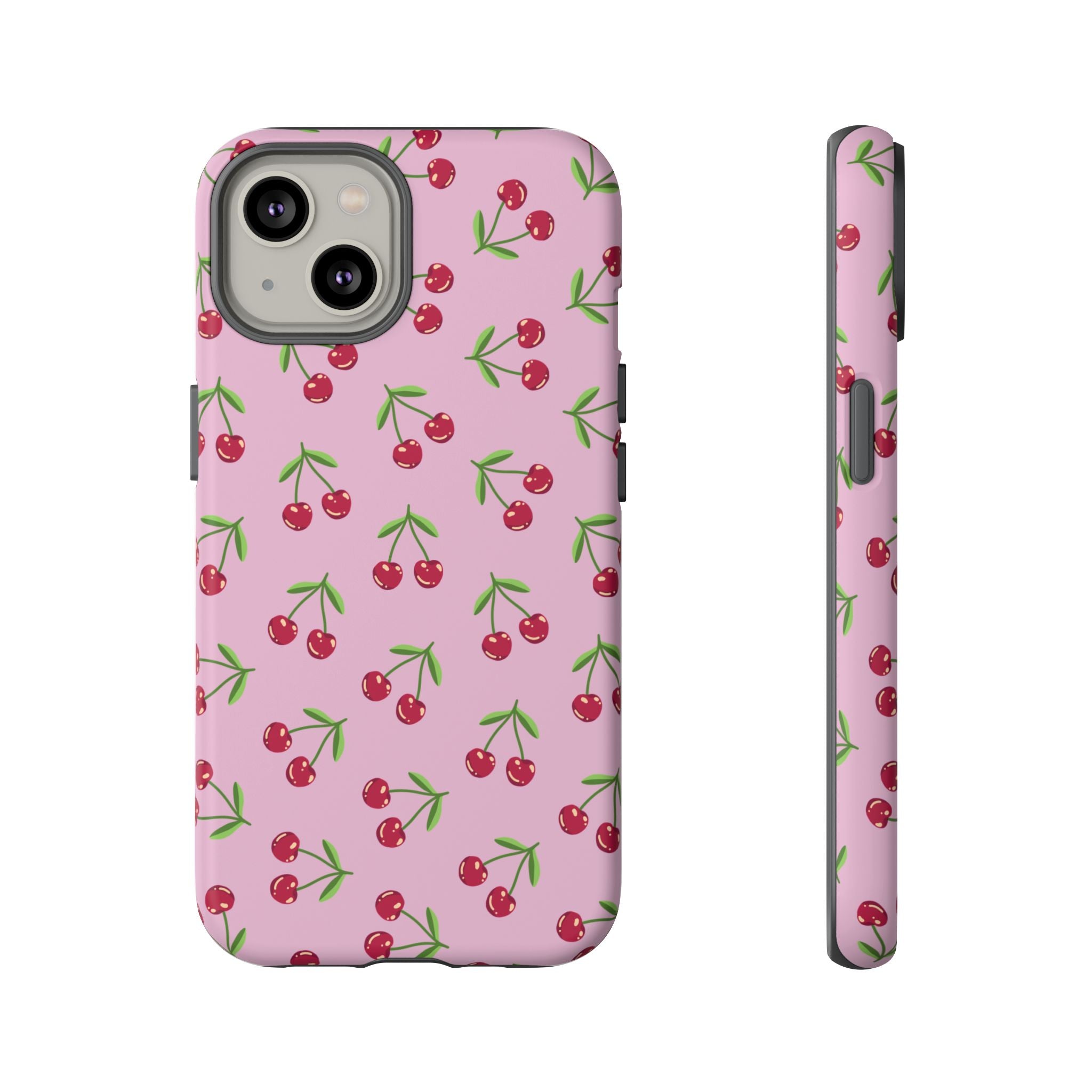 iPhone Cherry Pattern Phone Cases, Floral Tough Cover, Protective Smartphone Shell, Hard Case Gift for Her, Pretty Device Accessories