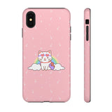 Kawaii Cat Rainbow Tough Cases, Cute Kitty Phone Cover, Protective Phone Case, Adorable Cat Lover Gift, Fun Rainbow Cat Phone Accessories