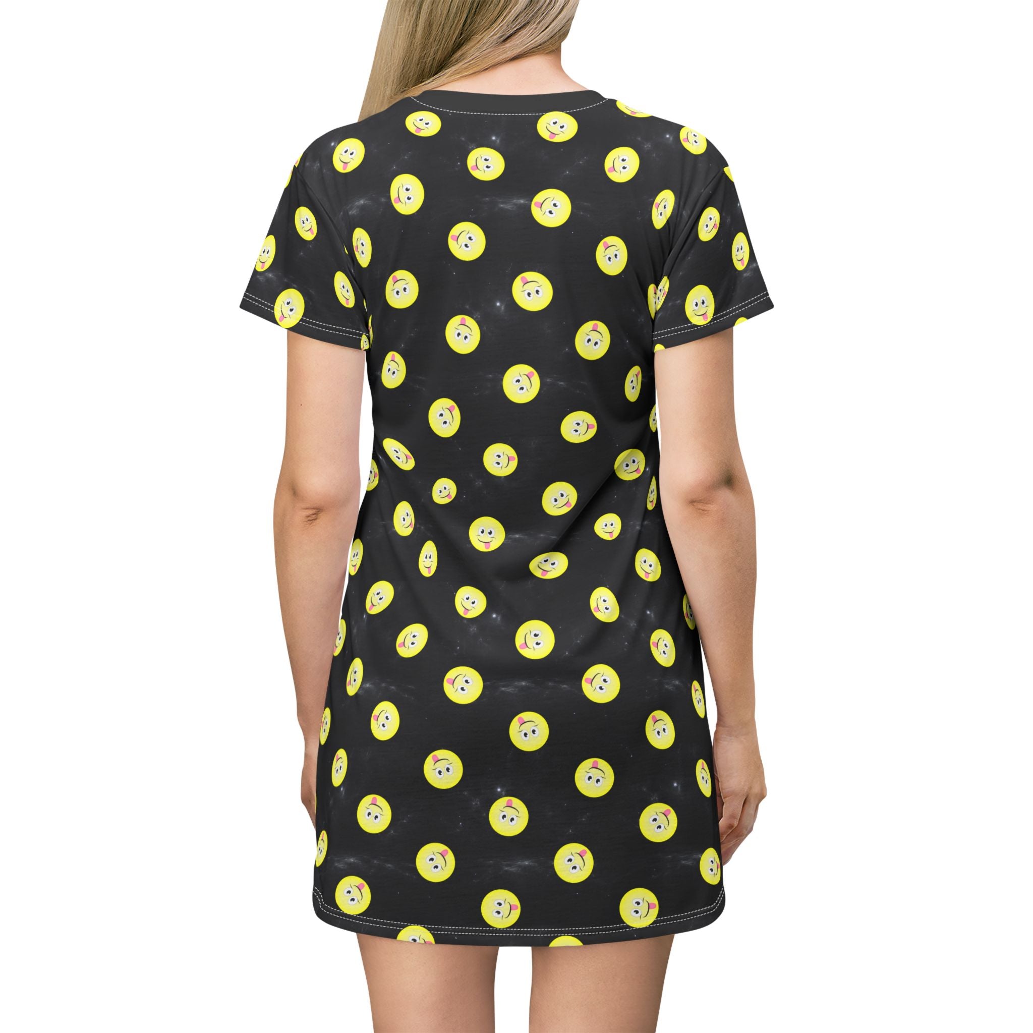 Yum Smiles T-Shirt Dress, Cute Food Graphic Dress, Foodie Gift, Funny Summer Outfit, Women's Clothing