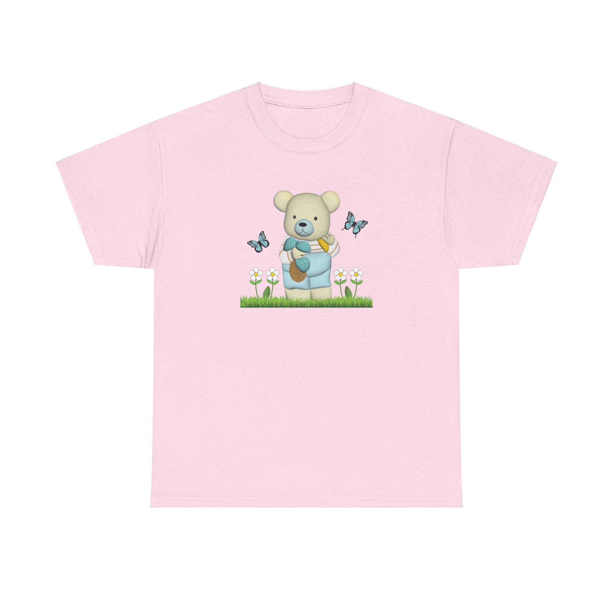 Garden Bear with Butterflies T-Shirt, Cute Bear Shirt, Nature Lover Tee, Botanical Garden Top, Wildlife Animal Unisex Tee