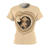 Squirrels in tree heart Women's Cut & Sew Tee - Nature Lover Tshirt, Cute Animal Shirt, Woodland Graphic Tee, Spring Fashion