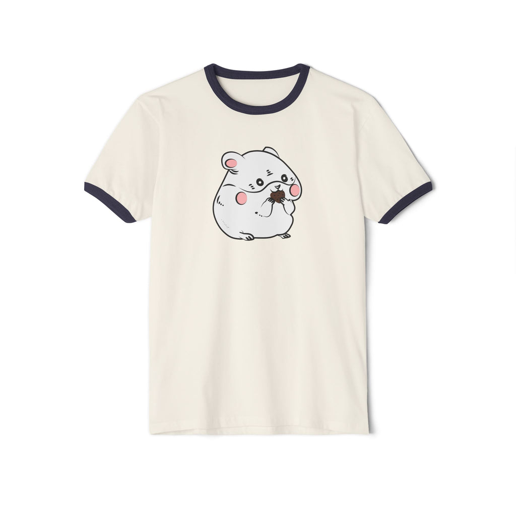 Kawaii Cute Hamster Ringer Tee - Cotton T-Shirt - Animal Lover Gift - Funny Graphic Tee - Cute Rodent Shirt
