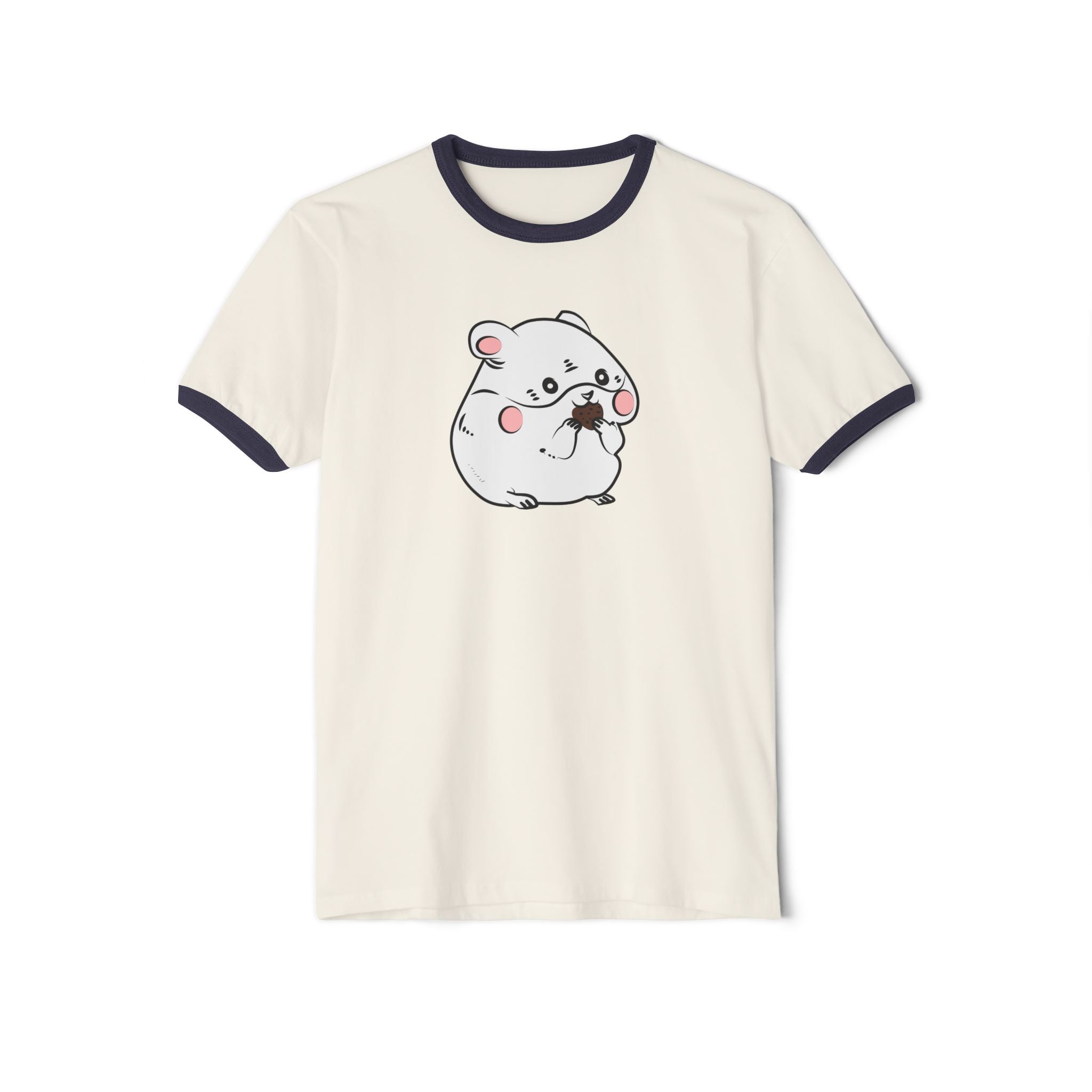 Kawaii Cute Hamster Ringer Tee - Cotton T-Shirt - Animal Lover Gift - Funny Graphic Tee - Cute Rodent Shirt