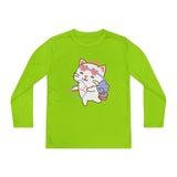 Cute Cupido Cat Youth Tee, Kids Long Sleeve Shirt, Funny Cat Shirt for Girls, Long Sleeve Kids Shirt, Cute Children's Clothing