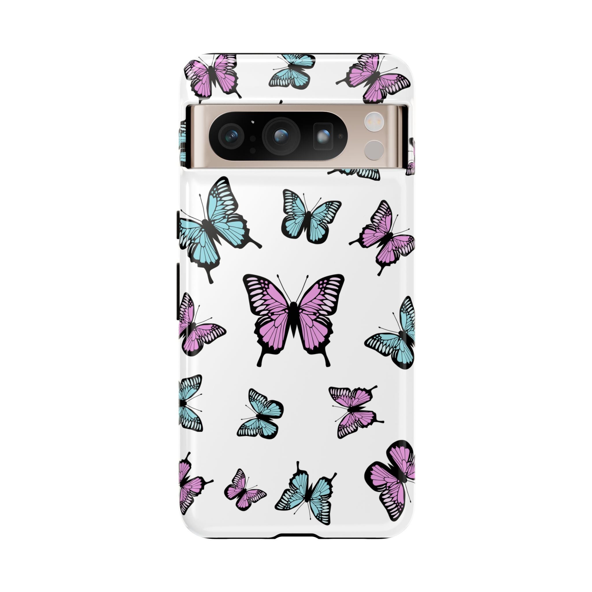 Butterfly Pattern White Background Phone Cases, Protective Cover, Strong Cases, Impact Resistant, Floral Design, Unique Gifts