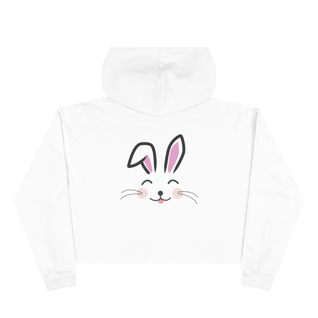 Cute Rabbit face Crop Hoodie, Bunny Hooded Sweater, Kawaii Animal Sweatshirt, Cozy Hare Pullover, Rabbit Lover Gift
