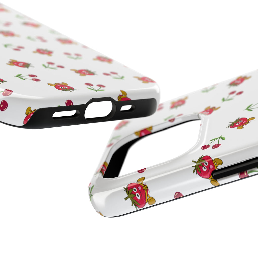 Fruit Patterned Phone Cases, Summer Fruits Phone Covers, Berry Print Tough Cases, Stylish Cell Phone Protectors, Red Fruits Phone