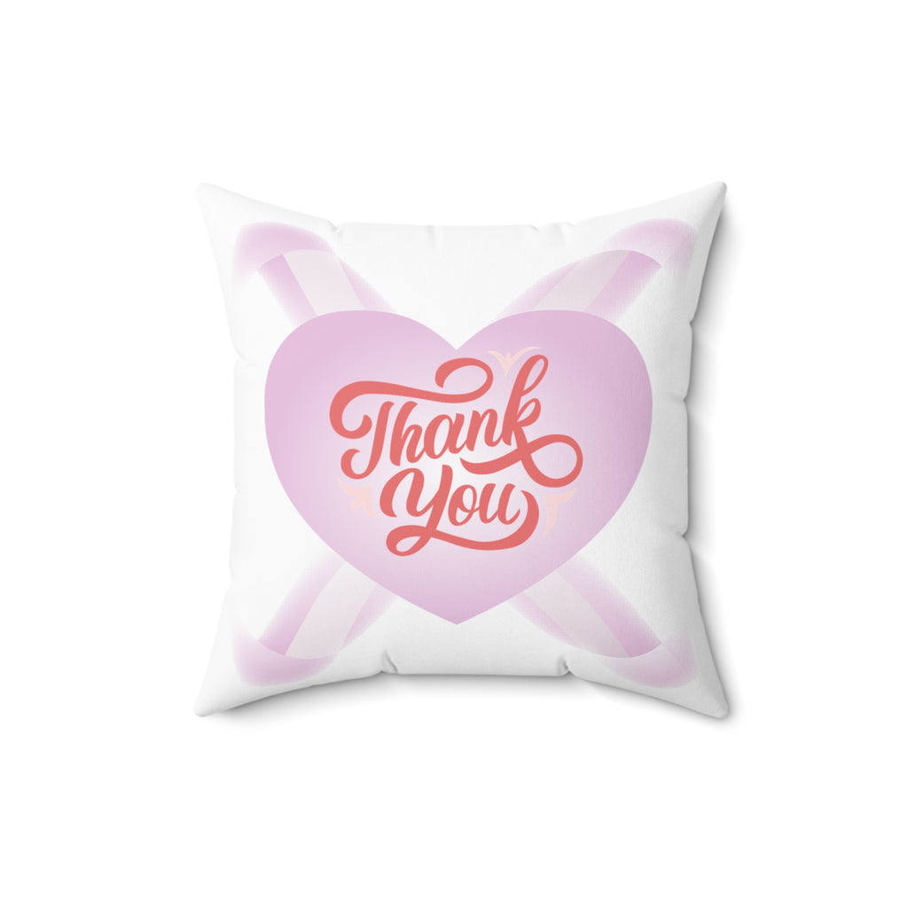 Thank You Heart Banner Spun Polyester Square Pillow