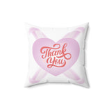 Thank You Heart Banner Spun Polyester Square Pillow