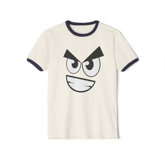 Sinister Smirk Ringer Tee - Evil Grin Goth T-Shirt