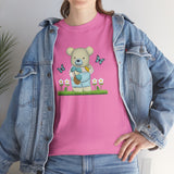 Garden Bear with Butterflies T-Shirt, Cute Bear Shirt, Nature Lover Tee, Botanical Garden Top, Wildlife Animal Unisex Tee