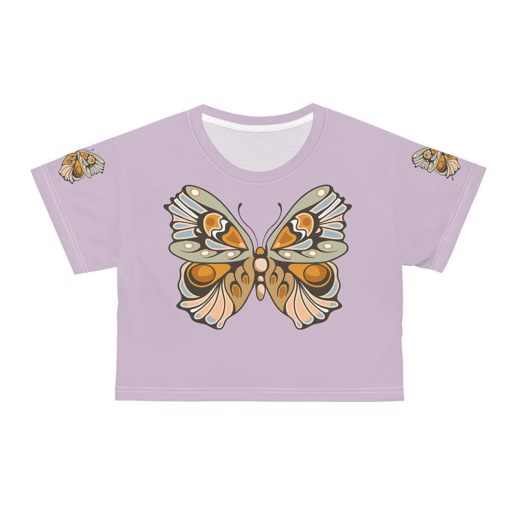 Big Butterfly Crop Tee - Women's Graphic Shirt, Nature Lover Top, Summer Fashion, Short Sleeve Blouse
