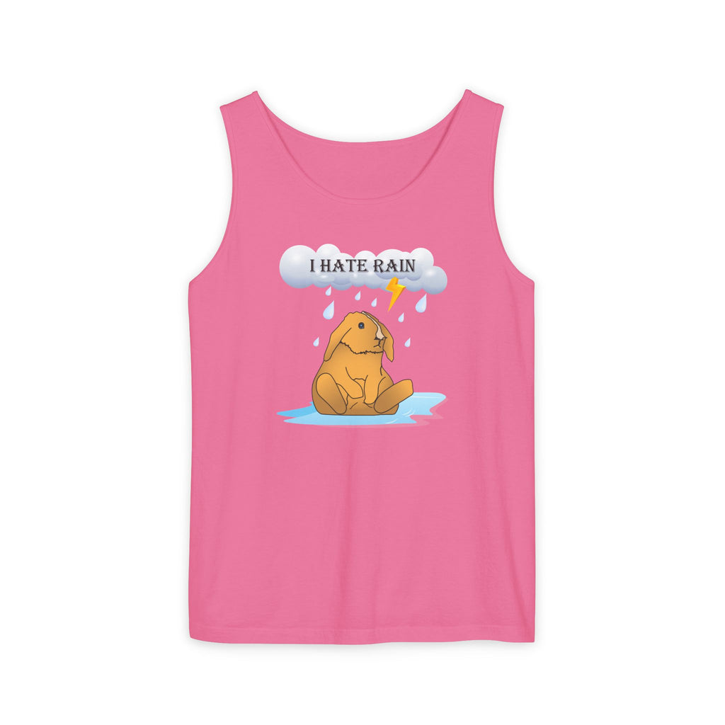 I Hate Rain Rabbit Tank Top, Sleeveless Tee, Summer Shirt, Funny Graphic Top, Rabbit Lover Gift