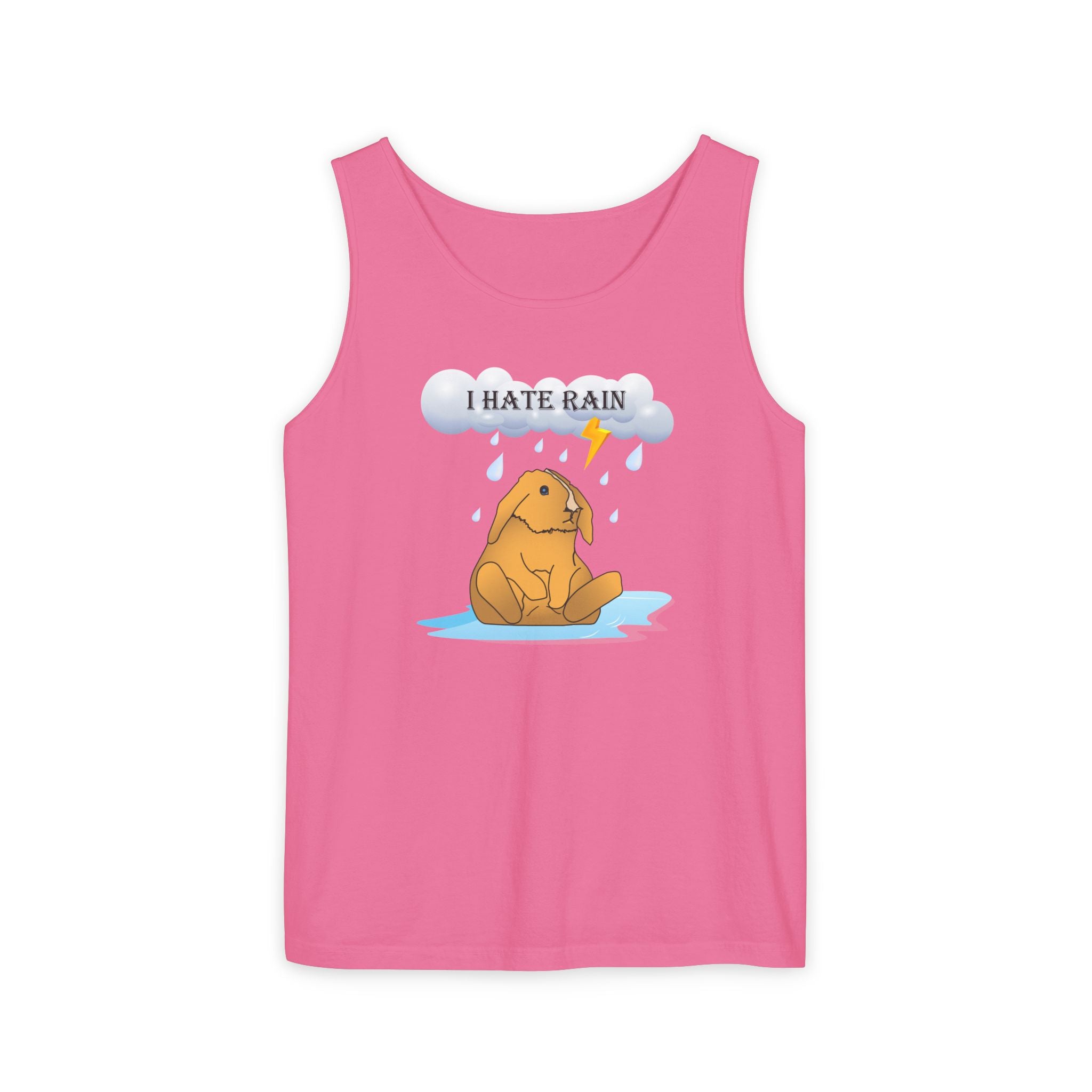 I Hate Rain Rabbit Tank Top, Sleeveless Tee, Summer Shirt, Funny Graphic Top, Rabbit Lover Gift