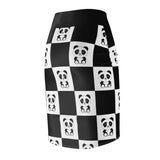 Chessboard with Cute Panda Women's Pencil Skirt