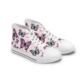 Light Pink Butterfly Pattern High Top Sneakers - Women's Fashion Shoes, Cute Pink Sneaker Boots, Butterfly Print Sneaker Shoes