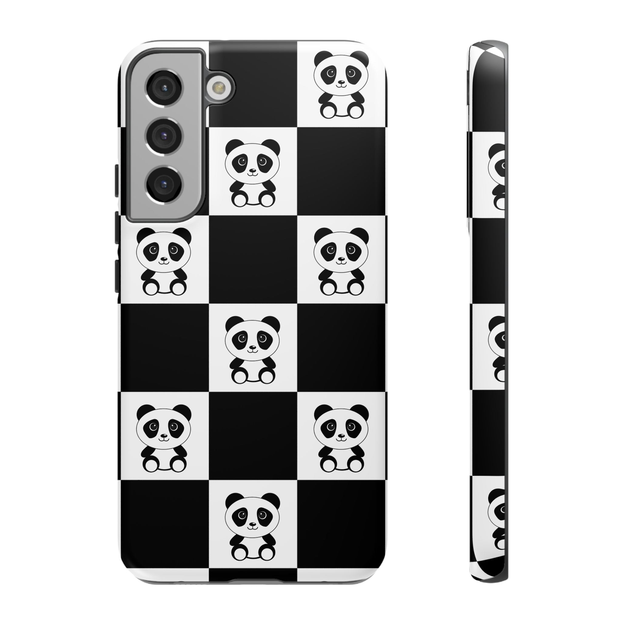 Panda Chessboard Tough Cases, Cute Panda Phone Covers, Chess Pattern iPhone Case, Board Games Phone Accessories, Animal Lover Tech