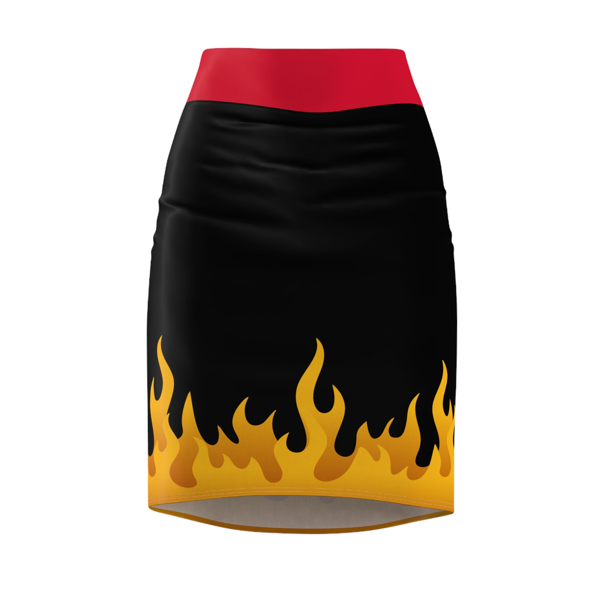 Flame Print Women's Pencil Skirt - High Waist Bodycon Skirt for Her