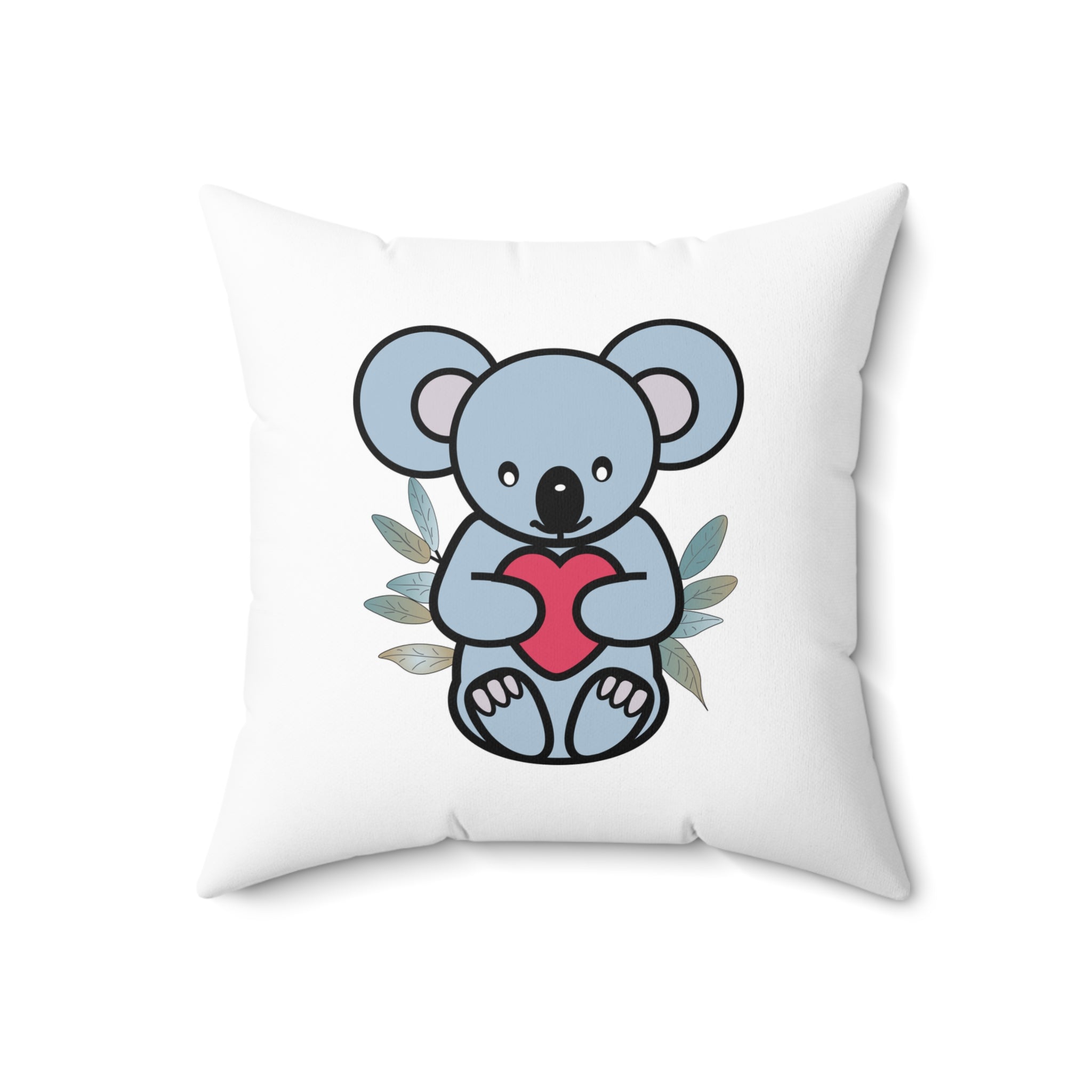 Cute Coala with Eucalyptus leaves Spun Polyester Square Pillow