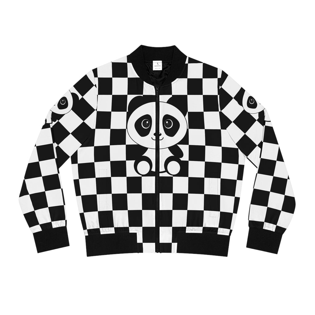 Pandas Chessboard Bomber Jacket