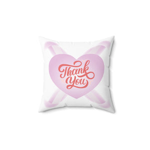 Thank You Heart Banner Spun Polyester Square Pillow