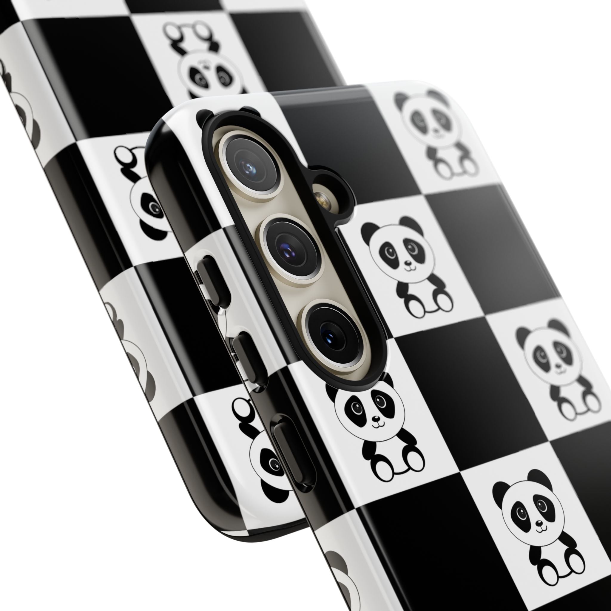 Panda Chessboard Tough Cases, Cute Panda Phone Covers, Chess Pattern iPhone Case, Board Games Phone Accessories, Animal Lover Tech
