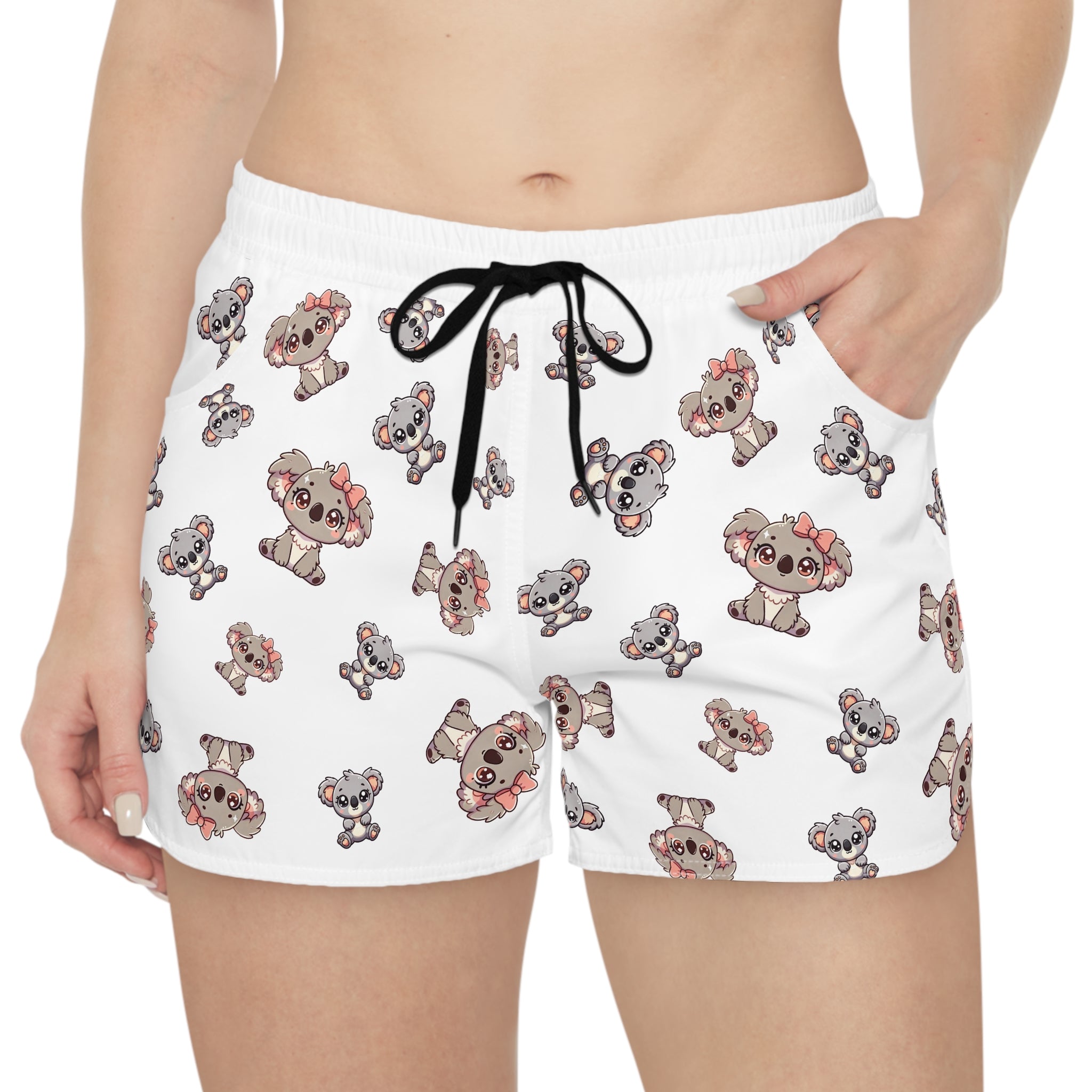 Cozy Koalas Casual Shorts, Cute Animal Print Lounge Wear, Comfy Women's Pajama Bottoms, Sleepwear Gift for Her, Summer Lounge Shorts