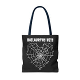 Gothic Spider Web Heart Tote Bag - Creepy Halloween Carryall, Black Widow Arachnid Shoulder Tote, Spooky Goth Shopping Bag, Punk Rock