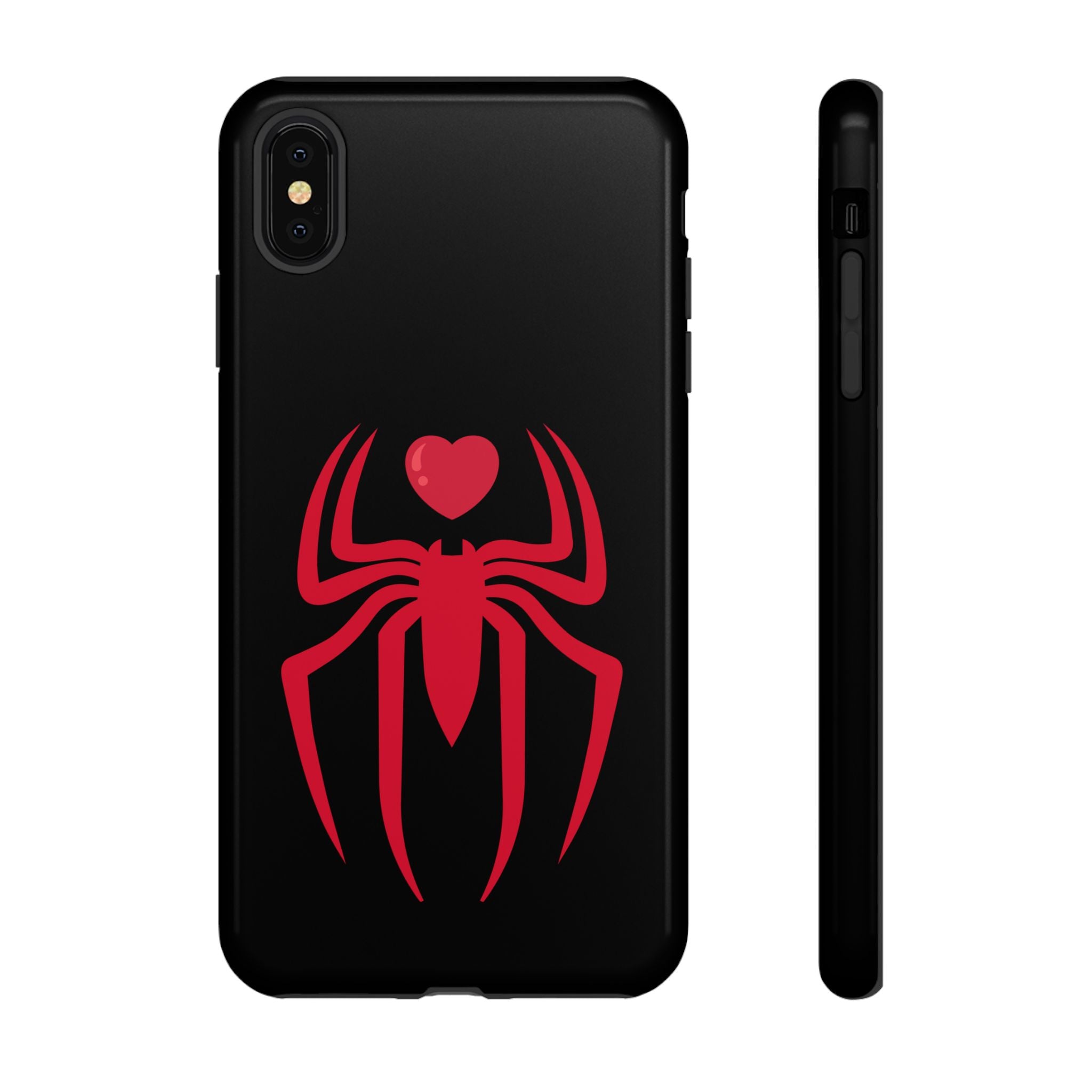 Red Spider Heart Tough iPhone Cases, Spiderweb iPhone Cover, Gothic Phone Accessories, Halloween Gift, Creepy Arachnid iPhone Protectors