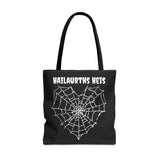 Gothic Spider Web Heart Tote Bag - Creepy Halloween Carryall, Black Widow Arachnid Shoulder Tote, Spooky Goth Shopping Bag, Punk Rock