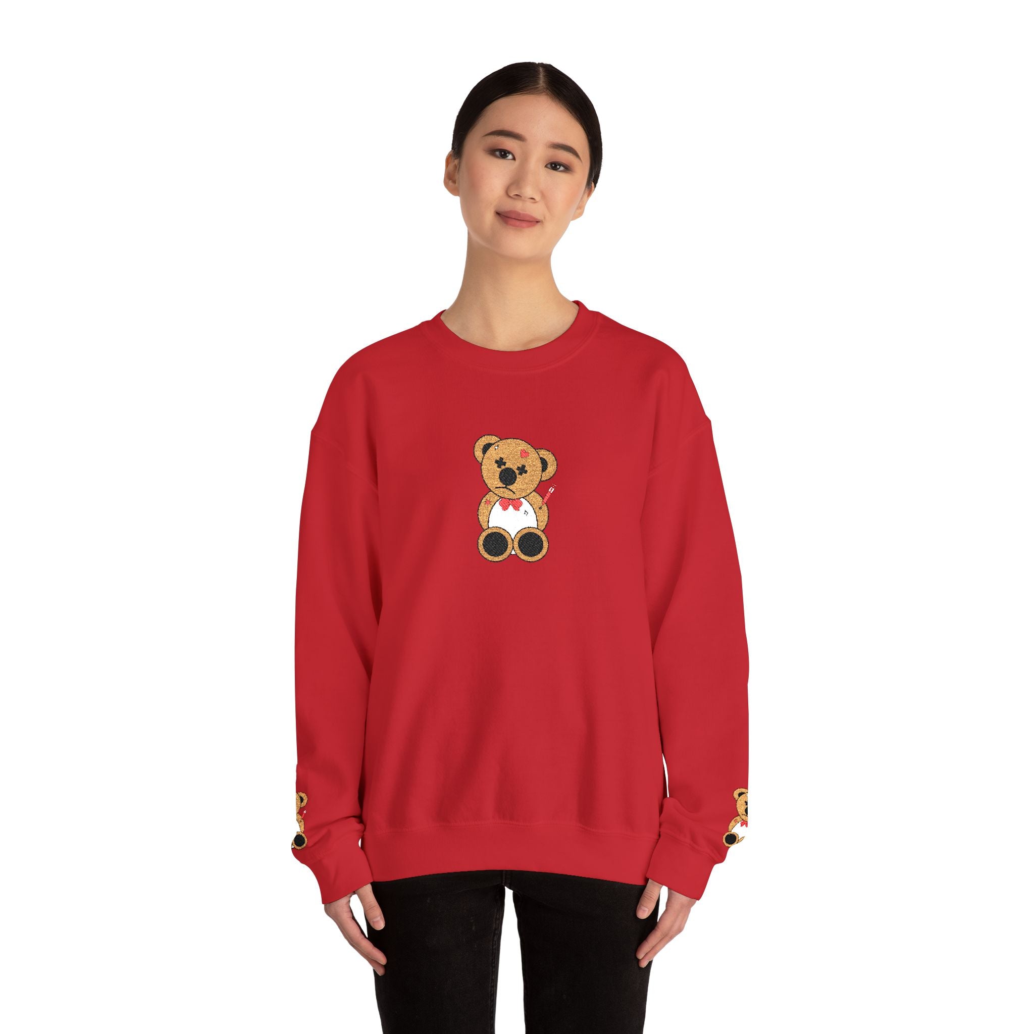 Embroidered Little Teddy Bear Crewneck Sweatshirt
