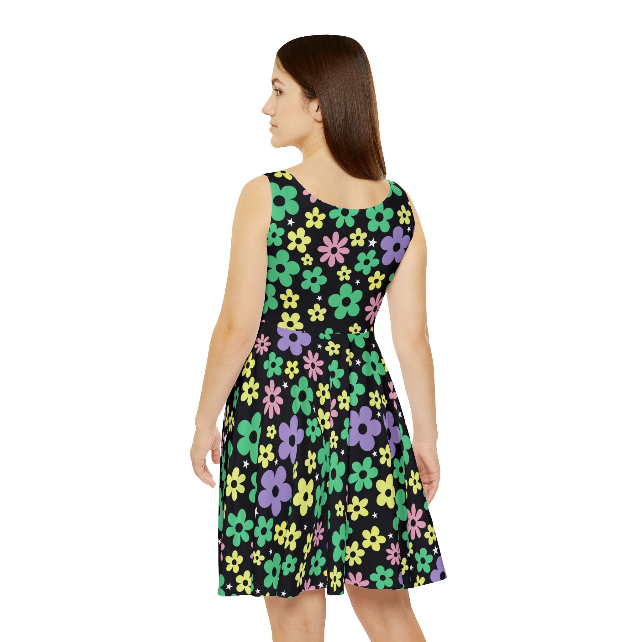 Floral Explosion Women's Skater Dress - Spring Flowers Fit and Flare Kawaii Dress - Blooming Garden Party Outfit