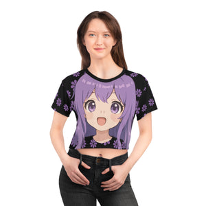 Anime Blossom Crop Tee - Kawaii Japanese Floral Graphic Top